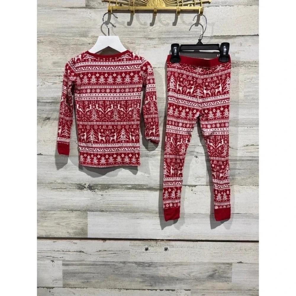 Little Sleepies Pajamas Boys 2T Red Fair Isle Christmas Bamboo Holiday EUC